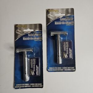 LOT 2 Assured Double Edge Safety Shaving Razors/ 5 Double Edge Blades